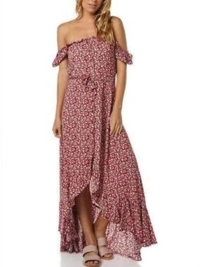 Auguste The Label | Willow Red Floral Off Shoulder Maxi Dress 4